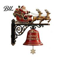 Christmas Doorbell Decoration Bell Wall Hanging Decoration, Santa Sleigh Reindeer Ornament, Large Decorative Unique Winter Home Decorations for Porch A black