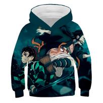 Boys Demon Slayer Hoodie Vaikiški rūbai su gobtuvu Vaikiški palaidinės ilgomis rankovėmis Nauji anime serialai Animaciniai filmai Madingi drabužiai 130 gray