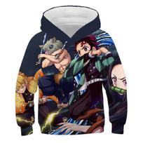 Boys Demon Slayer Hoodie Vaikiški rūbai su gobtuvu Vaikiški palaidinės ilgomis rankovėmis Nauji anime serialai Animaciniai filmai Madingi drabužiai 130 gray