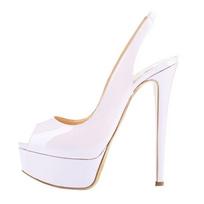 Nauji moteriški aukštakulniai, stiletto, 14 cm platforma, super aukšti kulnai, seksualūs sandalai atviru priekiu, gladiatoriai, vakarėliui, suknelei, moteriški batai, didelis dydis 44 39 balta