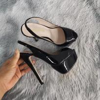 Nauji moteriški aukštakulniai, stiletto, 14 cm platforma, super aukšti kulnai, seksualūs sandalai atviru priekiu, gladiatoriai, vakarėliui, suknelei, moteriški batai, didelis dydis 44 43 juoda