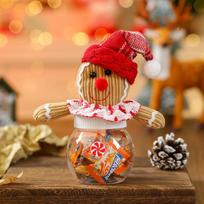 Christmas Gingerbread Man Small Candy Jar Candy Box Christmas Children's Gift Decorations hat raudona