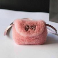 Mergaičių vaikiška piniginė Bowknot Mini dirbtinio kailio vaikiškos rankinės Cross Body Patogi miela vaikiška rankinė ONE SIZE raudona