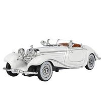 1/24 Mercedes-Benz 500K Klasikinio automobilio lydinio modelis Žaislinis automobilis Lydiniai Metalinis liejinys Garsas ir šviesa Automobilinis žaislas vaikams Transporto priemonė balta