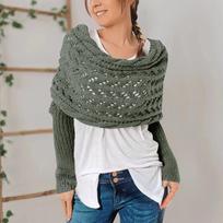 Daugiafunkcinis šalikas su rankovėmis moterims, megztas šalikas-megztinis-apsiaustas su rankovėmis, boho pashmina šalikas-pelerina One Size šviesiai žalios spalvos