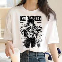 Japoniško anime „Attack on Titan“ grafinis spaudinys Harajuku marškinėliai Laisvalaikio mada Trumpomis rankovėmis Didelio dydžio marškinėliai Moterims 3XL black