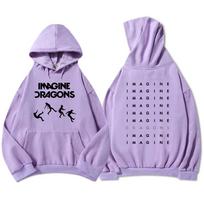 Streetwear Unisex Loom Tour 2025 Imagine Dragons ilgomis rankovėmis žieminiai megztiniai su gobtuvu kišeniniai drabužiai S violetinė