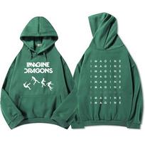 Streetwear Unisex Loom Tour 2025 Imagine Dragons ilgomis rankovėmis žieminiai megztiniai su gobtuvu kišeniniai drabužiai M blue