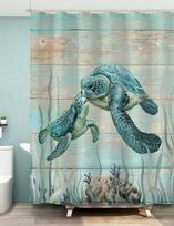 Vandenyno dušo užuolaida, Paplūdimio tropinė palmės sala, Jūros vėžlys, Katė, Plaukiojimas, Flamingai, Koralų kriauklė, Vonios kambario dekoras, Dušo užuolaidų rinkinys 90x180cm-35x70in gray