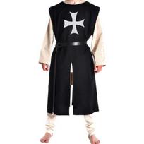 Viduramžių Riteris Kryžiuočio Tabardas Helovino Kostiumas Cosplay Templieriaus Tunika Renesanso Apsiaustas SCA 3XL juoda