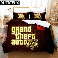 Žaidimas GTA Spausdintas patalynės komplektas Grand Theft Auto 5 animacinių filmų antklodės užvalkalas pagalvės užvalkalas Dvi karalienės dydžio anime antklodės užvalkalas patalynė 70x133cm 2pcs