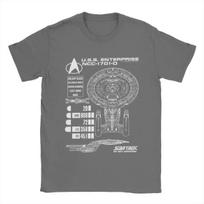 Stars Treks T Shirts Men 100% Cotton Funny T-Shirts Round Neck Tee Shirt Short Sleeve Clothes Gift Idea L tamsiai pilka spalva