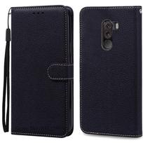 Dėklas Xiaomi Pocophone F1, smūgiams atsparus piniginės tipo atverčiamas dėklas Poco F1 dangtelis, Xiaomi Mi Poco telefono F1 Poko F1 PocoF1 telefono dėklai Pocophone F1-Poco F1 juoda