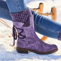 Moteriški žieminiai batai 2025 m. Šoninis užtrauktukas Sniego batai Suvarstomi moteriški batai Dydis 43 Mezgimo Retro aulinukai Botas De Mujer 41 violetinė