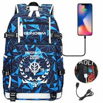 New Mobile Suit Gundam Printed Teen Student School Bag Men's and Women's Leisure Large Capacity Travel Backpack 47cmX30cmX15cm blue