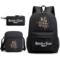Attack on Titan Paaugliams Anime Kuprinė Attack on Titan Mokyklinė Kuprinė Trys Dalys 17 inch backpack