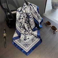 Naujas 100% tikro šilko satino moteriškas skarų rinkinys Gėlėmis margintas Foulard Femme Kvadratiniai skaros Bandana Šalikas Moteriai Hidžabui 53x53cm gray