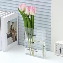 Knygos formos gėlių vaza Skaidri Šiaurietiško dizaino Dekoratyvinis menas Biurui Valgomajam Virtuvei Knygų lentynai Printed gray