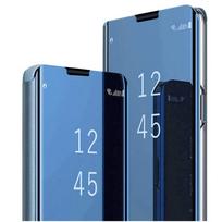 Prabangus išmanusis dėklas Samsung Galaxy S24 Ultra S23 Plus S21 S20 FE S10 S9 S8 Plus S23 FE veidrodinis odinis išmanusis atlenkiamas atraminis dėklas S20 FE mėlyna