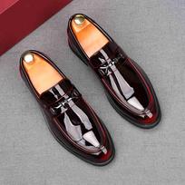 Fashion Britain Fashion New Men's Glossy Patent Leather Oxford Flats Casual Shoes Male Loafers Homecoming Wedding Dress Footwear 38 raudona