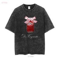 Dr Pepper Mėmas Coquette Tumblr Y2K Kvailas Storo Medvilnės Marškinėliai ilgomis arba trumpomis rankovėmis vintažinis Išskalbti dizainerio drabužiai Laisvalaikio Minkštas M black