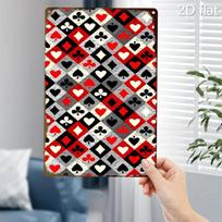 Žaidimo kortų metalinis plakatas, Kazino sienos meno dekoras 20x30cm black