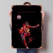 Lamine Yamal Pasirašytas Sportinis Plakatas Kambario Dekoras Vyriškas Urvas Vintažinis Metalinis Skardinis Ženklas Plokštelė Sienų Meno Dekoras Namų Dekoro Elementai 20x30cm（7.8x11.8inch） gray