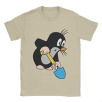 Kasinėjantis kurmis T-shirt vyrams Medvilniniai Vintažiniai T-shirts Krtek Mažasis kurmis Mieli Animaciniai T-shirts Trumpomis Rankovėmis Drabužiai Grafiniai S black