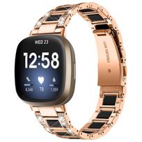 Deimantinis dirželis skirtas Fitbit Versa 4 3 Sense 2 juostų išmaniajam laikrodžiui Priedai Dervos nerūdijančio plieno metalinė apyrankė Fitbit Versa 3 dirželis For Fitbit Sense 1 2 gray