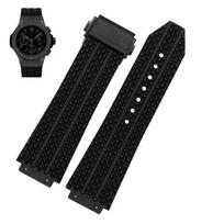 Apyrankė laikrodžiui HUBLOT BIG BANG Silikoninė 24*17mm 26*19mm Atspari vandeniui Vyriška laikrodžio apyrankė Grandinėlės laikrodžio Guminė apyrankė riešo dirželis2027 25mm-19mm black