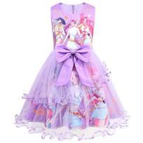 82938 Vaikų Mergaičių Kpop Medžiotojų Spaudinio Sagtis Tinklinė Suknelė Helovino Kalėdų Karnavalo Šventės Cosplay Kostiumo Apranga 120cm violetinė