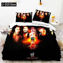 2025 WWE RAW Single Double Wrestling Bedding Set Queen King Size Duvet Cover For Boys Bedroom 3D Print Quilt Cover Pillowcase AU Single(140*210cm)3pcs black