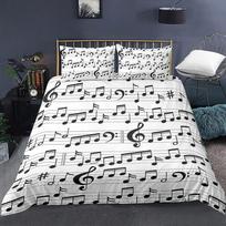 Muzikos natų patalynės komplektas vaikams Suaugusiems Antklodės užvalkalas Karališkojo Karalienės dydžio Spausdintas patalynės komplektas Namų tekstilė Patalynė 2/3 vnt. Antklodės užvalkalo komplektas 150*200cm 3pcs gray