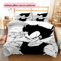 Vegeta Dragon Ball Animacinis Raštas Patalynė Namų Dekoras Gimtadienio Dovana (1 * antklodės užvalkalas + 2 * pagalvės užvalkalai, be šerdies) 135x200cm black