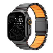 Magnetinis Titano+Silikono Apyrankė Apple Watch Ultra 3 2 49mm 46mm 45mm 44mm Prabangus Dirželis Series 11 10 9 8 7 6 SE 49mm(Ultra 1 2 3)&175mm orange