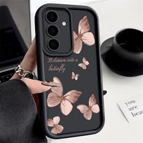 Auksinis drugelis Minkštas TPU dėklas Samsung Galaxy A55 A17 A54 A15 A56 A16 A35 A25 5G S25 S24 S23 S22 Ultra Plus S23 FE telefonui For Samsung A53 5G juoda