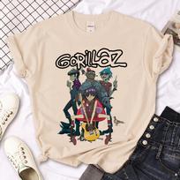 Gorillaz marškinėliai moterims anime viršus moteriški anime drabužiai M gray