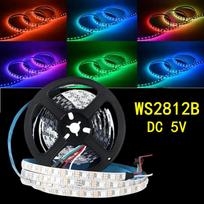 1-5M WS2812B LED juosta 30/60 pikselių/LED/m Adresuojamas IC Išmanusis 5050 RGB LED juostos šviestuvas IP30/DC5V Pilna spalva Programuojamas IP30 30Leds/m 0.5m juoda