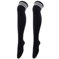 Seksualios Juodos Baltos Dryžuotos Ilgos Kojinės Moterims Virš Kelio Šlaunų Aukščio Virš Kelio Kojinės Ponios Mergaitės Šiltos Kojinės Žiemai One Size black