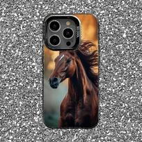 Gyvūnas Arklys Telefono dėklas iPhone 16,15,14,13,12,11,Pro,XS,Max,Plus,Mini,SE Juodas Saldaininis Matinis Atsparus smūgiams Dangtelis iphone14plus