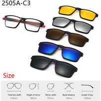 5+1 Clips Polarized Night Vision Magnetic Reading Glasses Square Driver Hanging Neck Magnet Sunglasses Outdoor SHOW AS PICTURE black