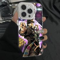 Jotaro Kujo J-Jojos telefono dėklas, skirtas iPhone 16,15,14,13,12,11,Pro,Max,Plus,Mini,XS,SE, apsaugantis nuo kritimo, pilkas, sidabrinis, matinis, kietas buferis iPhone16