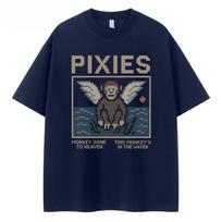 PIXIES bands retro Americanstyle streetwear loose cotton roundneck rock shortsleeved Tshirt L gray