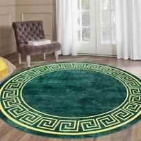 Prabangaus stiliaus apvalus kilimas svetainei, baltas, juodas, žalias marmuro rašto, namų dekoro kilimai, skalbiami, neslystantys, miegamojo grindų kilimėliai 60x60cm (Diameter)