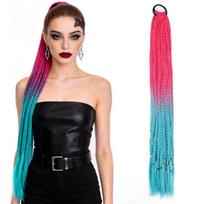 Pynės Kasos Plaukų Priauginimai 24 coliai Spalvotos Dėžutės Kasos Su Gumytėmis Sintetiniai Plaukų Priauginimai Mergaitei Moterims Aksesuarai Crazy Hair Day beige
