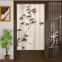 Kinų Rašalo Plovimo Bambuko Paukštis Lino Durų Užuolaida Elegantiškas Zen Stiliaus Dekoras Arbatos Kambariui Darbo Kambariui Japonų Namų Sienų Dekoras Kambario Daliklis 70x120cm