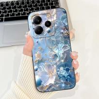 Dėl Redmi Note 14 4G dėklo 2025 m. Madingas gėlių marmuro minkšto silikono smūgiams atsparus dangtelis Xiaomi Redmi Note 14 5G Note14 ES buferiui Redmi Note 14 4G