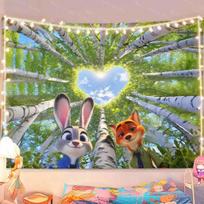 Zootopia 2 fono audinys animacinis fono sienos kabinamas audinys kambario dekoracija sienos audinys gobelenas Miegamojo naktinio staliuko gobelenas 74x94cm(29x37in) white