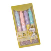 Yousheng 4Pcs Dual-Tip Cat Paw Highlighter with Stamp & Marker Cute Pastel Journaling Pen for Students Smooth Quick-Dry Fun School geltona