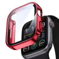 Cover for Apple Watch Case 46mm 42mm 45mm 44mm 49mm 41mm 40mm Screen Protector Tempered Glass Series 11 10 7 8 9 SE 6 5 4 Ultra 2/3 46mm Series 11/10 raudona